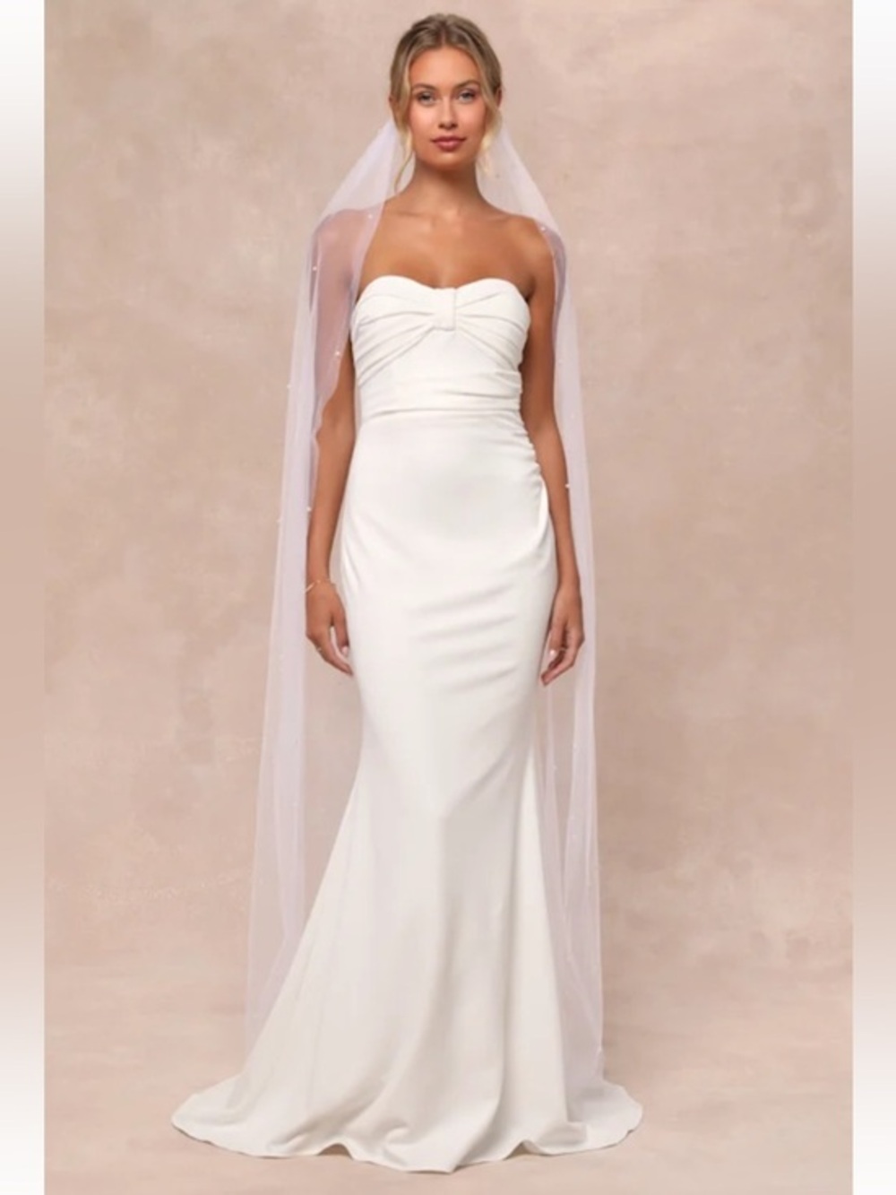 NWT Lulus To Be Yours Ivory Strapless Pleated Mermaid Maxi Dress